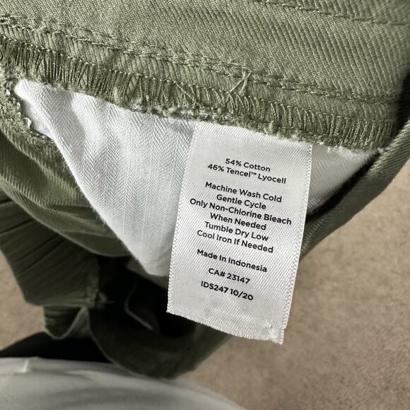 Talbots Womens 20W Green Cotton Tencel Pull On Elastic Waist Capri Pants Comfort - Picture 6 of 6